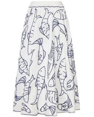 FARM Rio Fresh Fish Midi Skirt - White