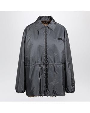 Miu Miu Technical Fabric And Shearling Blouson Jacket - Gray