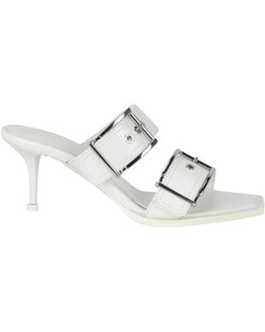 McQueen Double Buckle Punk Mules - White