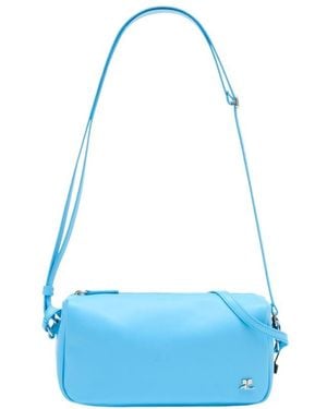 Courreges Calfskin Leather Shoulder Bag - Blue