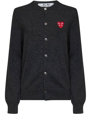 COMME DES GARÇONS PLAY Cardigan Double Heart Emblem Wool - Black
