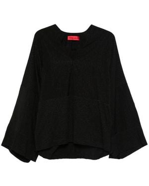 Thelatest V-Neck Blouse With Wide Sleeves - Black