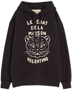 Valentino Jersey Felpa Le Chat - Black