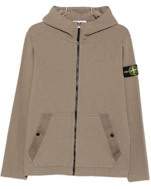 Stone Island Cotton Ribbed Hooded Jacket - Brown