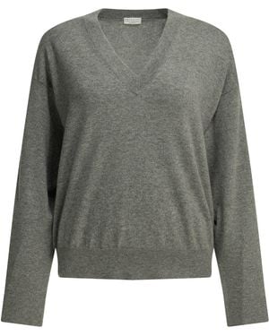Brunello Cucinelli Cashmere V-Neck Sweater - Gray