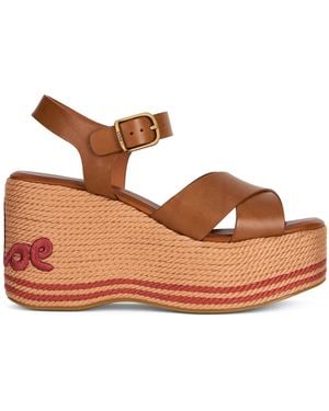 Chloé Sand Wedge Sandals - Brown