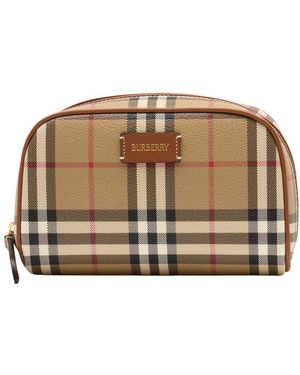 Burberry Pouch With Check - Brown