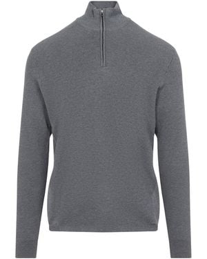 Sease Graphite Waffle Half Zip Turtleneck - Gray