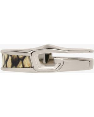 Givenchy Giv Cut Snake Embossed Leather Ring Nwt - White