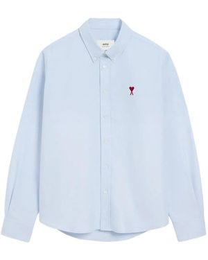 Ami Paris Sky Cotton Button-Down Shirt - Blue