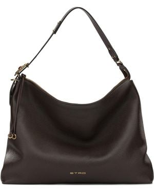 Etro Large Leather Shoulder Bag - Black