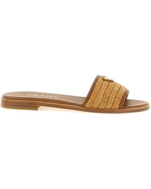 Prada Raffia Slides - Brown