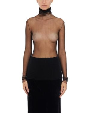 Cortana Silk Tulle Cisne Top - Black