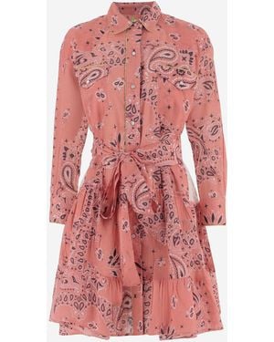 PEP'S CANNES Cotton Dress With Damask Pattern - Red