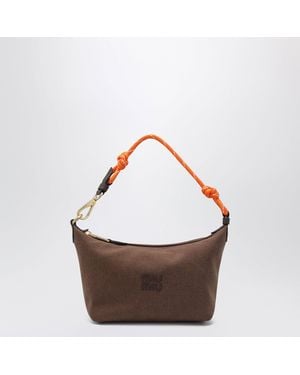 Miu Miu Gabardine Pouch With Woven Tape Wristlet - Brown