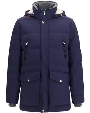 Brunello Cucinelli Nylon Hooded Jacket - Blue