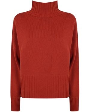 Drumohr Oversized V Neck Sweater - Red