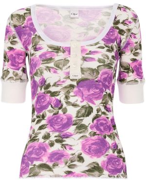 Chloé Floral T-Shirt - Pink