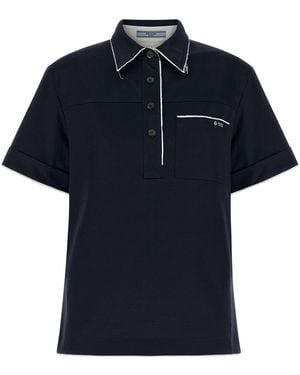 Prada Double-Layer Polo Shirt - Blue