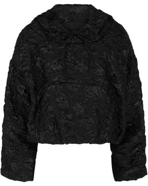 Valentino 3D Floral Jacquard Cropped Hoodie - Black