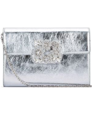 Roger Vivier Mini Rv Bouquet Strass Envelope Bag - Gray