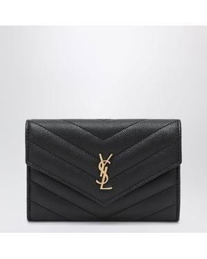 Saint Laurent Small Leather Envelope Wallet - Black