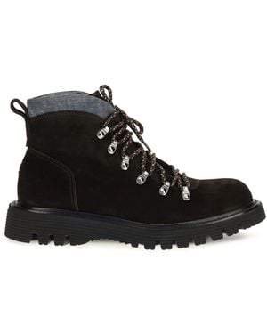 Fratelli Rossetti Suede Lace-Up Boots Cacao - Black