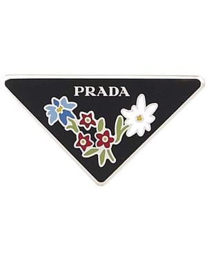Prada Printed Metal Pin - White