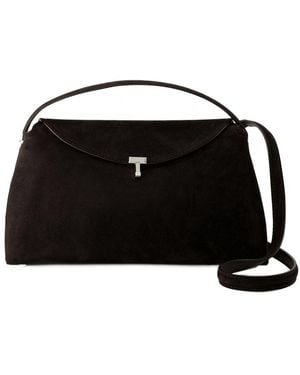 TOTEME "T-Lock" Suede Top Handle Bag - Black