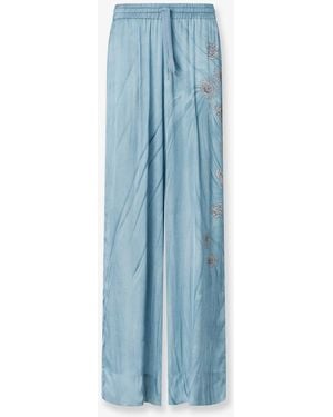 Pinko Viscose Pants With Adjustable Waistband - Blue