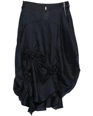 High Zip-Up Midi Skirt - Blue