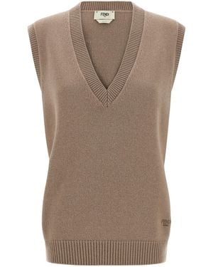 Fendi Cashmere Vest Gilet - Brown
