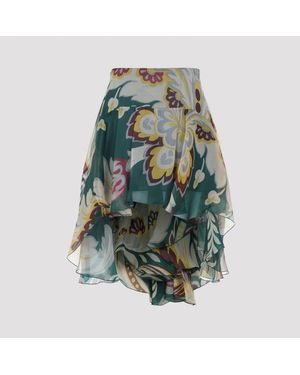 Etro Asymmetric Silk Mini Skirt - Green