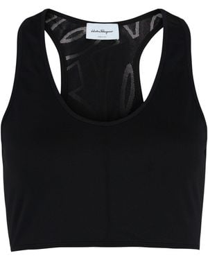 Ferragamo Scoop Neck Cropped Top - Black
