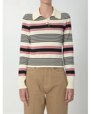 Celine Striped Cotton Polo Shirt - Black