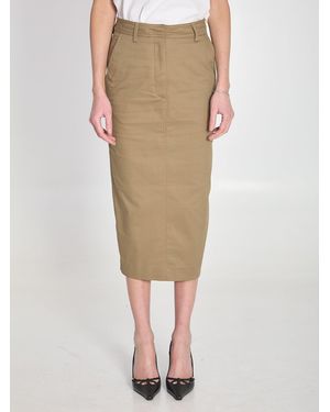 THE LATEST Cognac Cotton Pencil Skirt - Natural