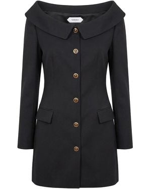 Versace Grain De Poudre Wool Mini Dress - Black