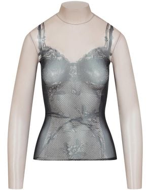 Balenciaga Trompe Oeil Lingerie Top - Gray