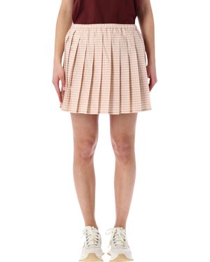 Moncler Vichy Ccotton Blend Pleated Skirt - Pink
