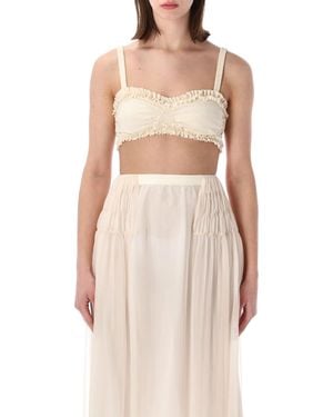 Dries Van Noten Ruffled Cotton Poplin Bra Top - Natural