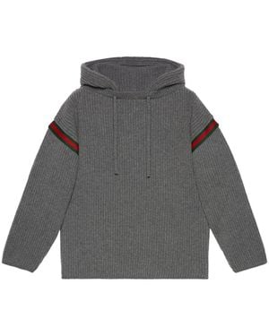 Gucci Oversize Wool Cashmere Sweater With Hood - Gray