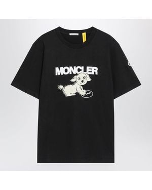 Moncler Genius Cotton Tshirt With Dog Print - Black