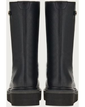 Ferragamo 50Mm Zip-Front Leather Boots - Black