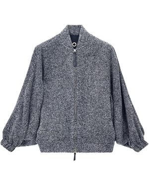 Giorgio Armani Textured Boxy Peacoat - Gray