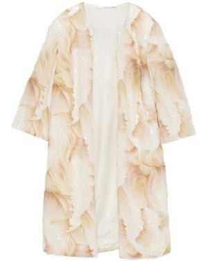 DE SANTIS Jacket With Sequin Embellishment - Natural