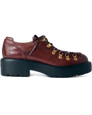 Miu Miu Leather Lace-Up Shoes - Brown