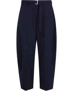 Sacai Wool Tailored Pants With Belt - Blue