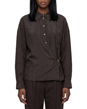 Lemaire Licorice Straight Collar Twisted Shirt - Black