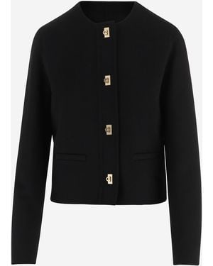 Ferragamo Wool And Cashmere Jacket, Buttons - Black