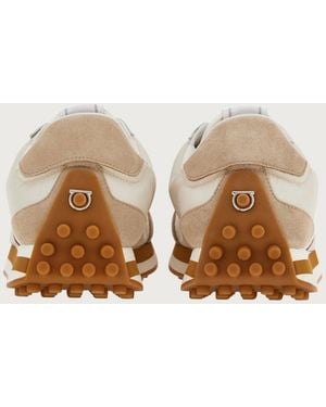 Ferragamo Sneaker — /Cream With Tan And Burgundy - Natural
